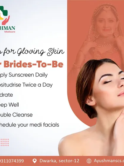We provide essential tips for brides-to-be to achieve glowing skin for their big day. Our advice includes daily sunscreen, proper hydration, getting enough sleep, and scheduling medi-facials with us.