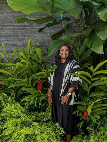 A portrait of me, Hemali Samant, taken for a feature in Architectural Digest. My passion is to find the perfect balance where built spaces and the natural world can click together.