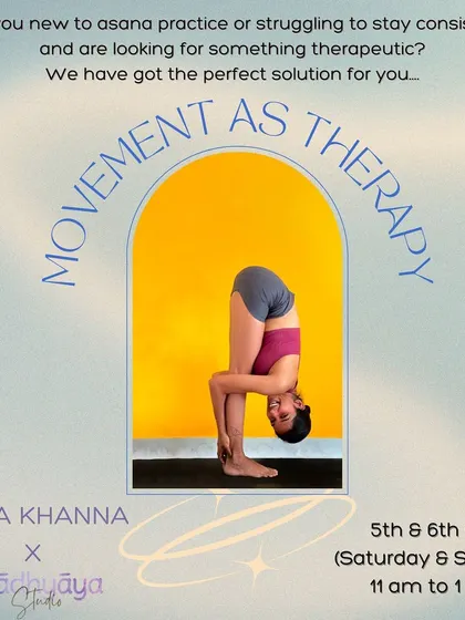 Announcing our "Movement as Therapy" workshop, a perfect solution for those new to asana or struggling with consistency. It's a gentle yet powerful approach to healing.