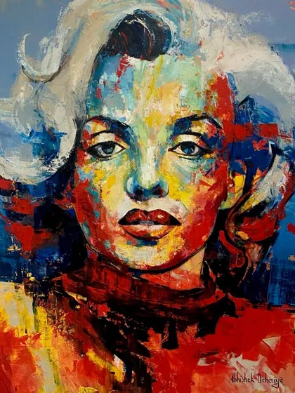 This vibrant Marilyn Monroe portrait is a celebration of color and life. I use bold, expressive strokes to capture her iconic beauty and cheerful persona.