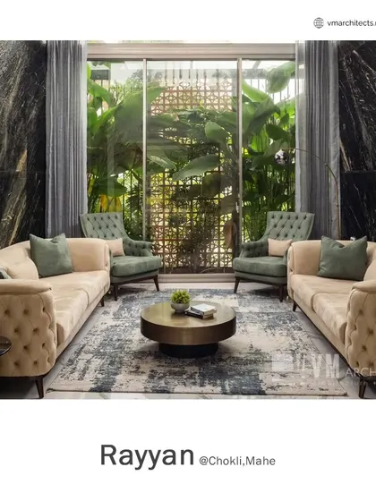 The symmetrical arrangement of the formal living room at Rayyan creates a balanced and harmonious space, perfect for entertaining guests.