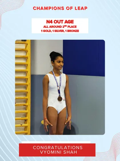 Congratulations to Vyomini Shah for placing second all-around. We are so proud of her performance and trust in the process.
