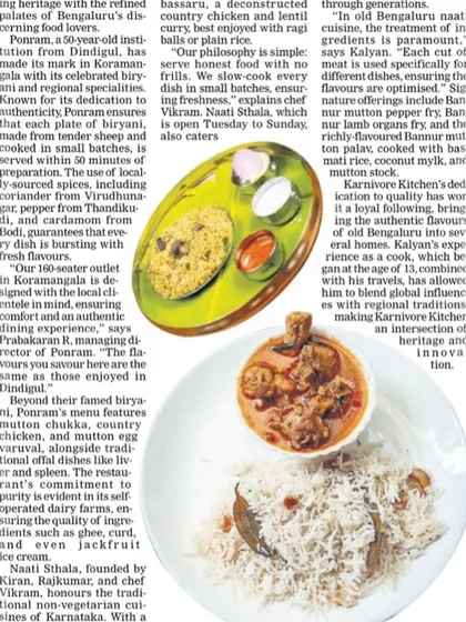 A closer look at the newspaper article about my cooking. It mentions my dedication to quality and how I bring the authentic flavours of Old Bangalore to a wider audience through my pop-ups.