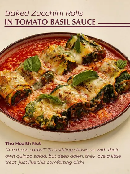 This one is for the health nut sibling who secretly loves a comforting treat. My Baked Zucchini Rolls in Tomato Basil Sauce are a delicious and wholesome option for your family's festive table.