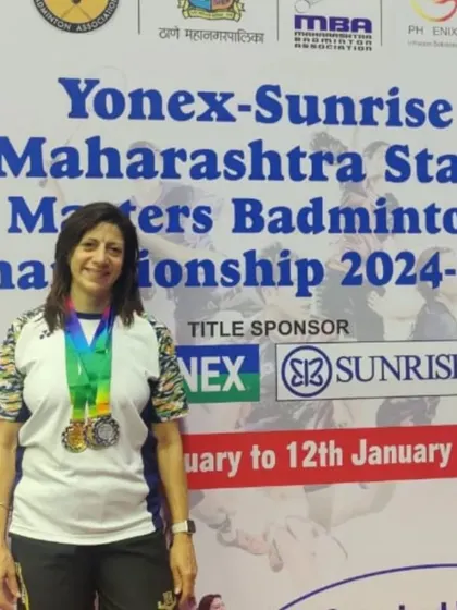 Naheed Divecha proudly wearing her medals after securing two golds and a silver at the Thane Senior Masters Championship.