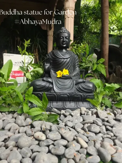 We design garden spaces that inspire tranquility. This setup, featuring a Buddha statue on a bed of pebbles, is an ideal addition for anyone looking to create a peaceful home or garden sanctuary.