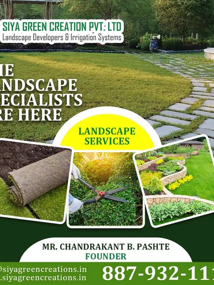 As landscape specialists, we handle everything from supplying the lawn rolls to trimming and maintaining the hedges. This image shows the different components of our complete landscape service.