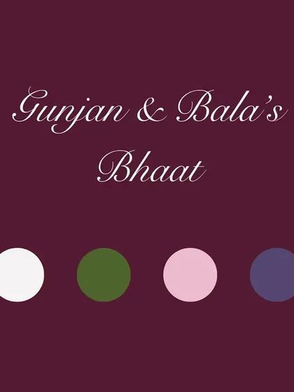 The color story for Gunjan and Bala's Bhaat ceremony. We select colors that are not only beautiful but also hold cultural significance and complement the rituals.