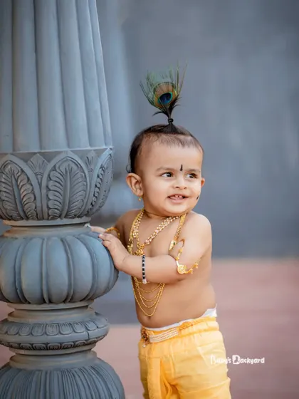 When you hear the sound of butter being churned. This outdoor Krishna shoot uses architectural elements for a unique look.