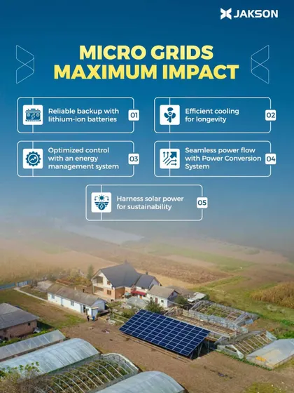 Our microgrids deliver maximum impact through advanced technology. We integrate reliable lithium-ion batteries, efficient cooling systems, and smart energy management to harness solar power and ensure a seamless flow of electricity.