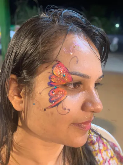 Another view of the orange and purple butterfly, showing the added gem details.