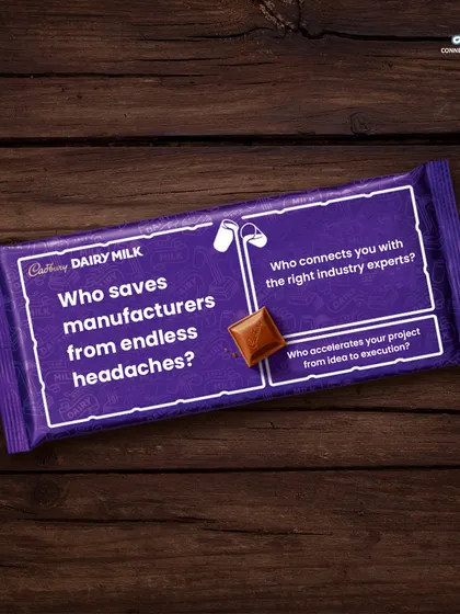 We believe in less stress and more sweet success. This playful take on a classic chocolate bar shows our role: we handle the manufacturing headaches so you can enjoy the sweetness of growth.