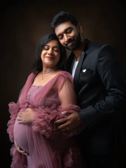 Eyes closed, hearts full. This isn’t just a photo, it’s a timeless emotion, captured in a graceful frame that speaks of love, hope, and a brand new chapter.