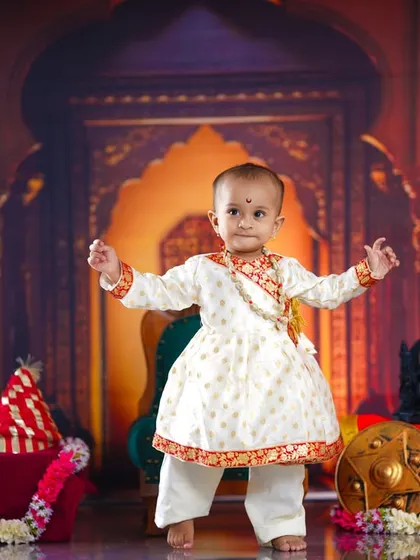 Standing tall and proud. This action shot shows our little Shivaji ready for anything, capturing a dynamic and spirited moment.