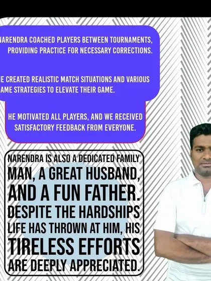 Leading with vision. A graphic celebrating Coach Narendra as Coach of the Month for June 2024, highlighting his voluntary travel for tournaments and his role in helping an amateur win an All India gold.