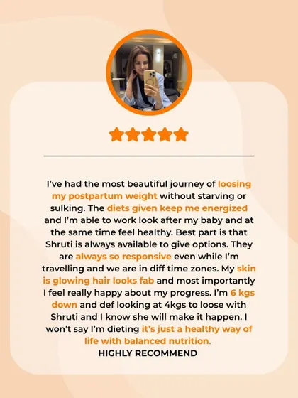 This new mom lost her postpartum weight without starving. She felt energized, her skin started glowing, and she was supported across different time zones. That's the flexibility I offer.