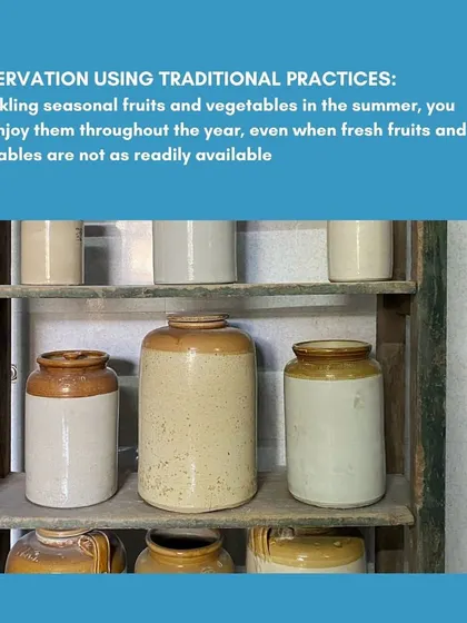 By pickling seasonal fruits and vegetables in the summer, we can preserve them using traditional practices. This allows you to enjoy their flavours throughout the year.