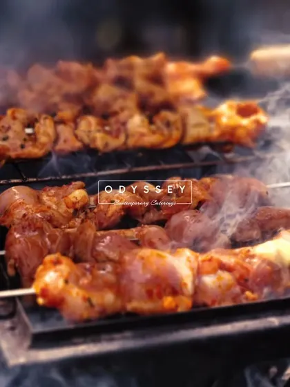 The irresistible sight of meat skewers grilling over an open flame. Our live BBQ station is a sensory experience that always draws a crowd.