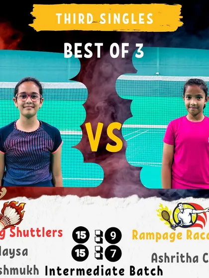 A third singles match between two of our promising female players in the intermediate batch.