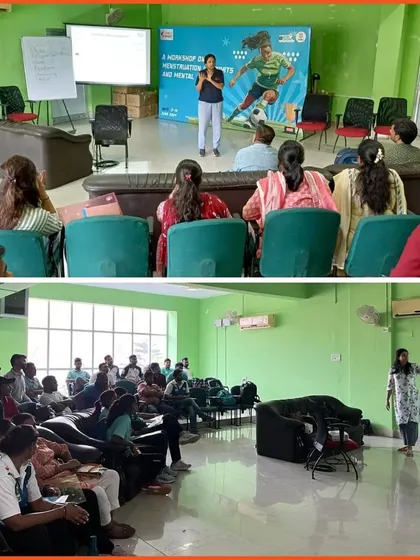 Our facilitators lead workshops on both mental and menstrual health for coaches in Bihar. These sessions are designed to be interactive, using whiteboards and group discussions to foster a dynamic learning environment.