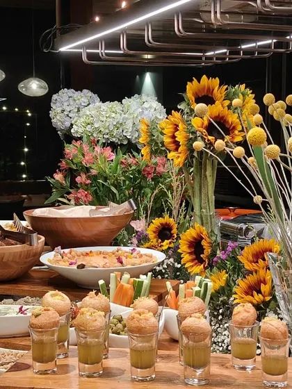 A similar shot of our sunflower-themed grazing table, thanking Bangalore for a sold-out Diwali season. The vibrant colors and delicious food create a truly joyful experience.