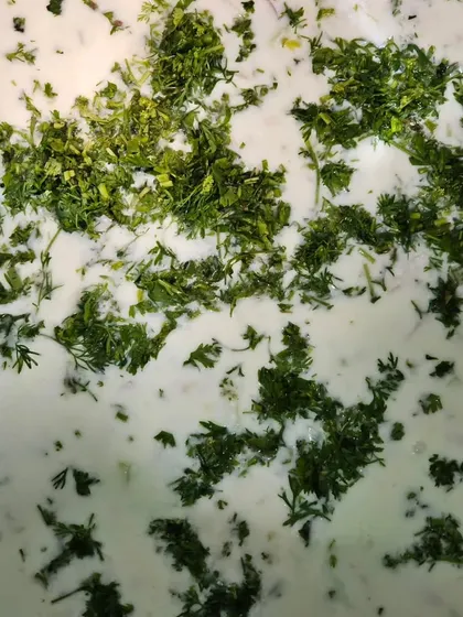 A creamy raita garnished with fresh dill and coriander, a cooling accompaniment to our rice dishes and curries.