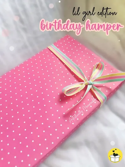 Another shot of the adorable pink polka dot box I use for my "lil girl edition" hampers.