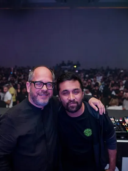 With the legend Oliver Huntemann in Kolkata. It was an amazing show, and I had the honor of playing after him.
