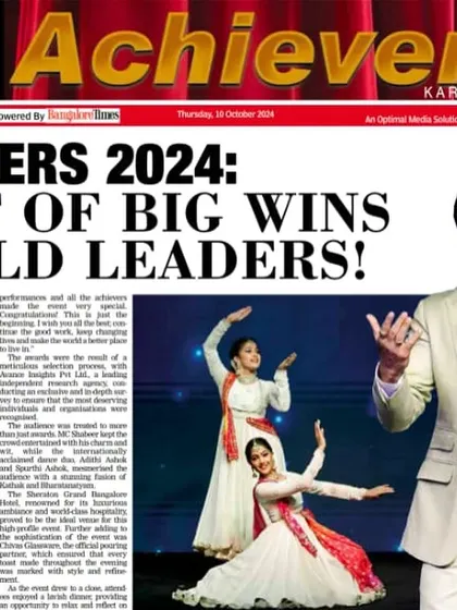 Our performance was featured in the Bangalore Times coverage of the ET Achievers 2024 event. It's always rewarding to see our art recognized in print.