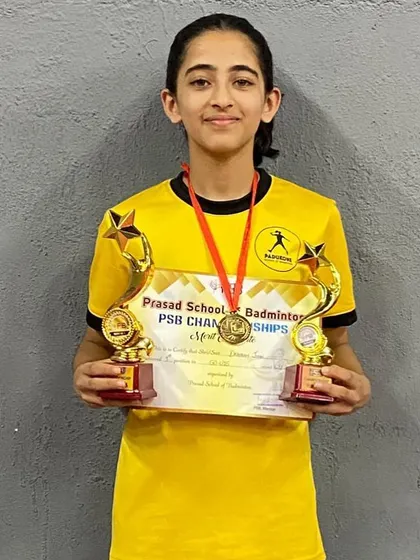 Celebrating our champion Deborah, who took home the winner's trophy for U15 Girls Doubles and was the runner-up in Girls Singles at the PSB Championships.