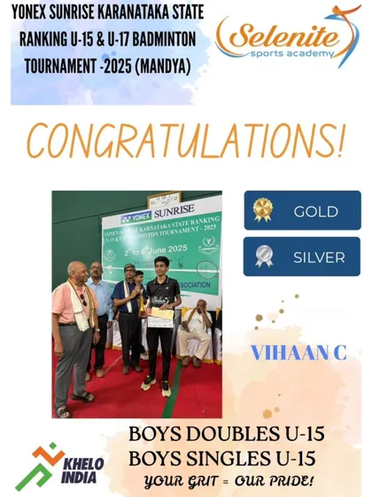 Individual highlights from our successful Mandya tournament, celebrating our gold and silver medal winners in singles and doubles.