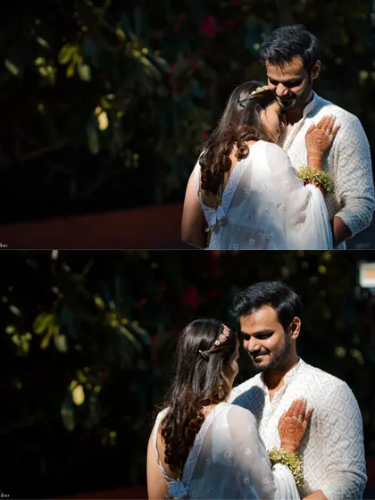 Two frames capturing the tender connection between the couple. These close-up shots focus on the emotion and intimacy, creating timeless and heartfelt portraits.