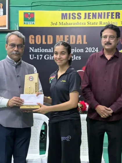Naisha Rewaskar receiving her U-15 Girls Winner award at the 3rd Maharashtra State Ranking Tournament. These award ceremonies are the culmination of months of hard work and focused practice.