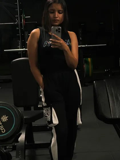 Another shot from my workout session. I believe in comfortable and functional workout wear that allows for a full range of motion.
