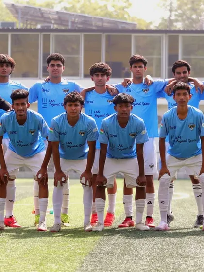 The U-17 team lineup for the HCL Delhi Future Stars Youth League. They stand together, ready to represent the club.