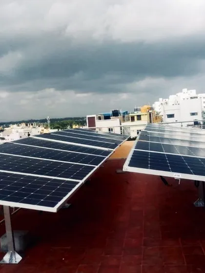 Rain or shine, your solar panels will work just fine. This project in Adugodi shows our panels ready to generate power even under Bangalore's cloudy skies, ensuring consistent energy production.