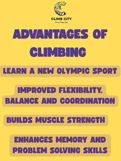 Climbing offers so many advantages for kids! It's an Olympic sport that improves flexibility, balance, coordination, and problem-solving skills. Plus, it's a great way to build muscle strength and enhance memory.