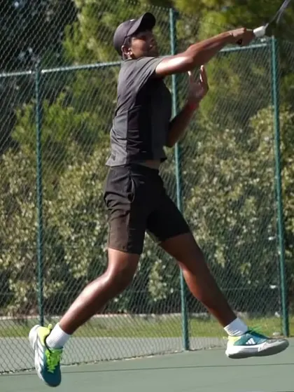 An explosive forehand from a double champion. Dhruveer Grover won both the U-16 and U-18 singles titles at the Haryana Open.