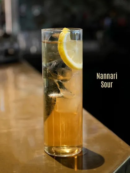 The Nannari Sour, a complex and earthy sour cocktail.