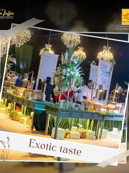 A glimpse of the exotic taste and grand decor we bring to events. Our team meticulously arranges every element to create a cohesive and luxurious experience.