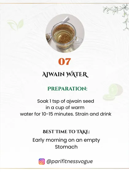 This 7-day infused water plan is designed to beat the bloat and improve digestion. Using simple ingredients from the Indian kitchen like fennel, cumin, mint, and ajwain, these drinks are a refreshing way to support your gut health.