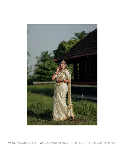 A simple and elegant portrait of the bride in a traditional setting.