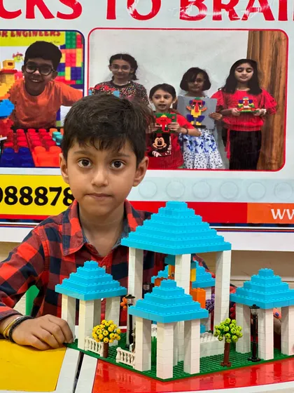 This student built an impressive gazebo structure, learning about columns, roofs, and symmetrical design.