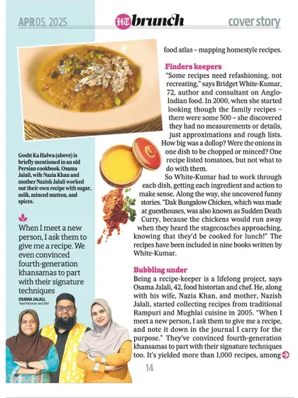 The HT Brunch feature also highlighted other amazing food historians and recipe keepers. It's a collective effort to save our culinary traditions.