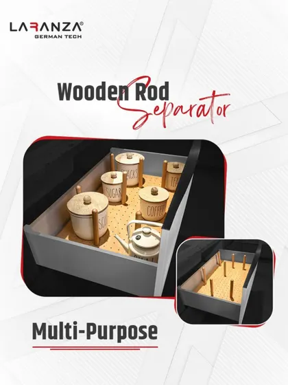 This multi-purpose Wooden Rod Separator is a versatile solution for organizing items of different sizes, from spice jars in the kitchen to small containers in a drawer.