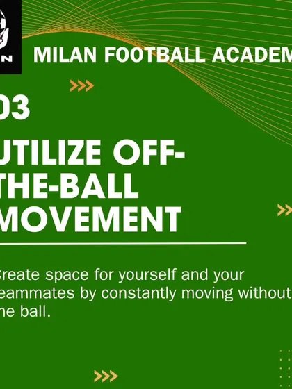 The third tip highlights utilizing off-the-ball movement. We teach players to create space for themselves and their teammates by being in constant motion.