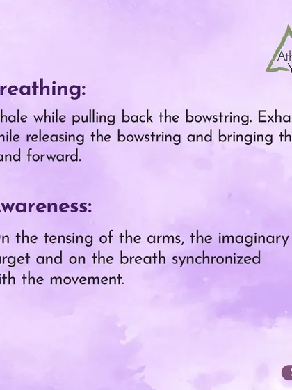 When practicing Akarna Dhanurasana, maintain awareness on the tensing of the arms and the imaginary target, synchronizing your breath with the movement.