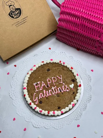 A perfect gift for your bestie! This "Happy Galentine's" giant chocolate chip cookie is way better than a card.