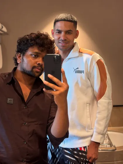 A smiling selfie with Akash Deep.