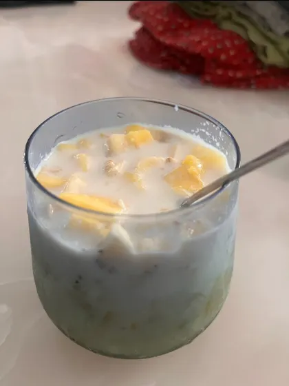 A refreshing fruit and chia seed pudding. A great way to satisfy sweet cravings while getting a dose of fiber and healthy fats.